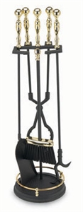 Picture of 5 Piece Polished Brass & Black Tool Set with Round Base Ball Handles 