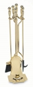 Picture of 5 Piece Polished Brass Tool Set with Square Base-Ball Handles 
