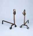 Picture of Natural Wrought Iron Blacksmith Maple Leaf Andirons