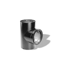 Picture of 6" Dura-Vent 8655 - Tee w/Clean-Out Cap DVL Double Wall Black Pipe