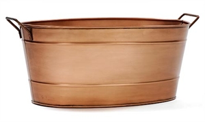 Picture of Copper Finish Oval Tub w/Wrought Iron Handles