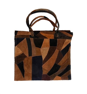 Picture of Open End Suede Log Carrier - Patchwork