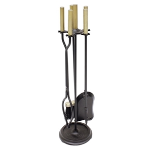 Picture of 5 pc. straight Handle - Round Base - Antique Brass & Black